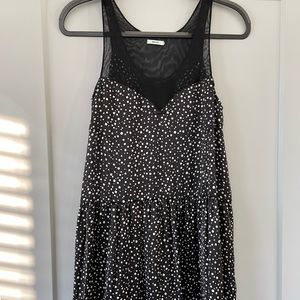 Black and white polka dot silk mini dress
